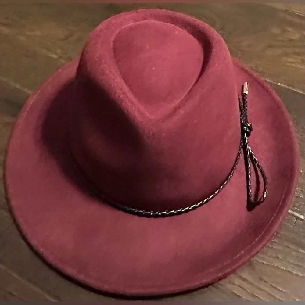 ‼️RARE‼️🎸Summer & Rose🎸🔥NWT🔥Wool Fedora in Cranberry - Picture 8 of 13
